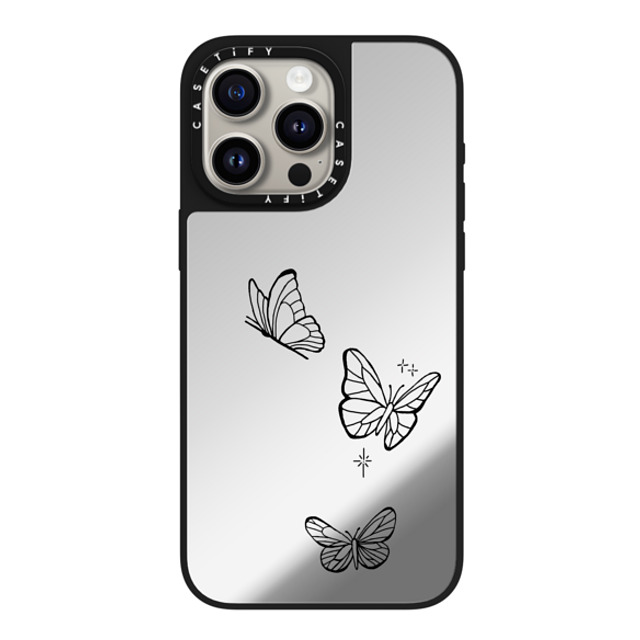 INKED by Dani x CASETiFY iPhone 15 Pro Max ケース Silver on Black ミラーケース MagSafe対応 Flying by INKED by Dani