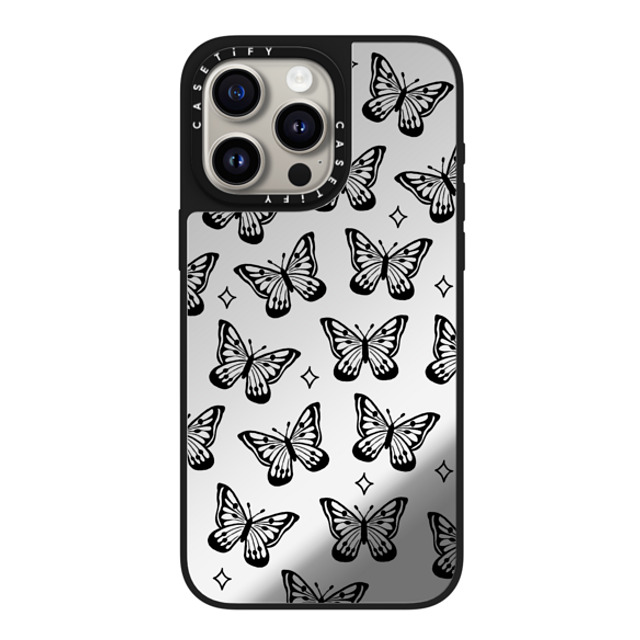 INKED by Dani x CASETiFY iPhone 15 Pro Max ケース Silver on Black ミラーケース MagSafe対応 Butterfly Dreams by INKED by Dani