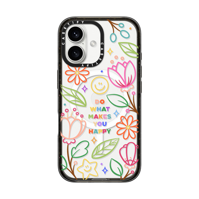 Wink and Wonder x CASETiFY iPhone 16 Case Floral,star Black Impact Case MagSafe Compatible Do What Makes You Happy by Wink & Wonder Father's Day Wink and Wonder x CASETiFY iPhone 16 Case Floral,star Black Impact Case MagSafe Compatible Do What Makes You Happy by Wink & Wonder Father's Day