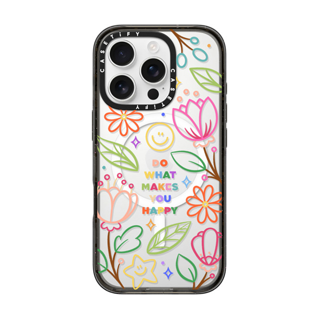 Wink and Wonder x CASETiFY iPhone 16 Pro Case Floral,star Black Impact Case MagSafe Compatible Do What Makes You Happy by Wink & Wonder Back to School Wink and Wonder x CASETiFY iPhone 16 Pro Case Floral,star Black Impact Case MagSafe Compatible Do What Makes You Happy by Wink & Wonder Back to School
