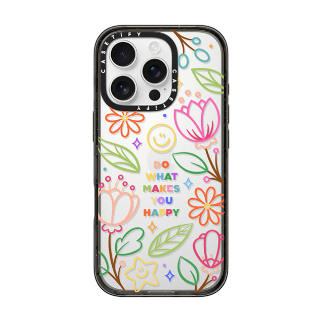Wink and Wonder x CASETiFY iPhone 16 Pro Case Floral,star Black Impact Case Do What Makes You Happy by Wink & Wonder Father's Day Wink and Wonder x CASETiFY iPhone 16 Pro Case Floral,star Black Impact Case Do What Makes You Happy by Wink & Wonder Father's Day