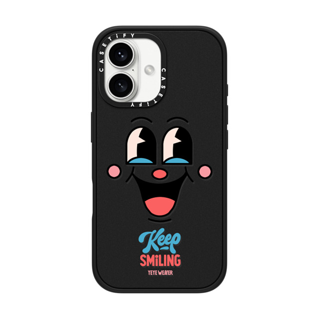 Yeye Weller x CASETiFY iPhone 16 Case Matte Black Impact Case MagSafe Compatible Keep Smiling Father's Day Yeye Weller x CASETiFY iPhone 16 Case Matte Black Impact Case MagSafe Compatible Keep Smiling Father's Day
