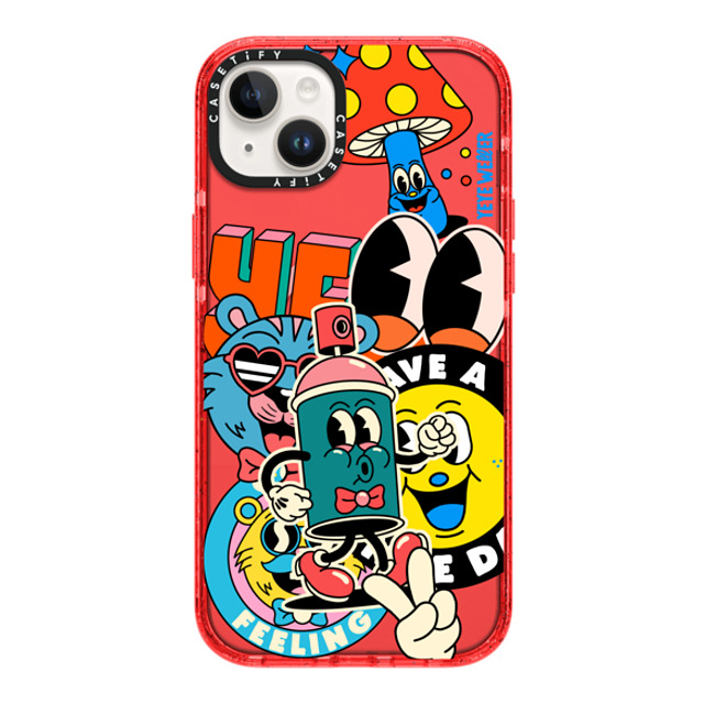 Yeye Weller x CASETiFY iPhone 14 Plus ケース レッド インパクトケース MagSafe対応 Super Sticker