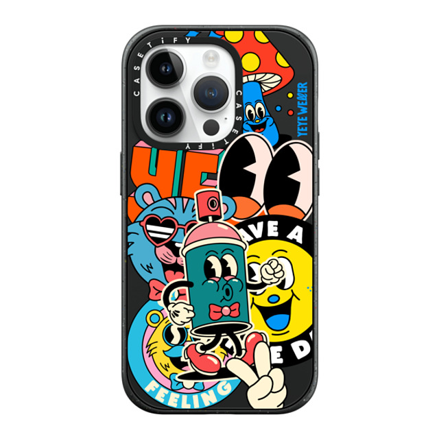 Yeye Weller x CASETiFY iPhone 14 Pro ケース マットブラック インパクトケース MagSafe対応 Super Sticker