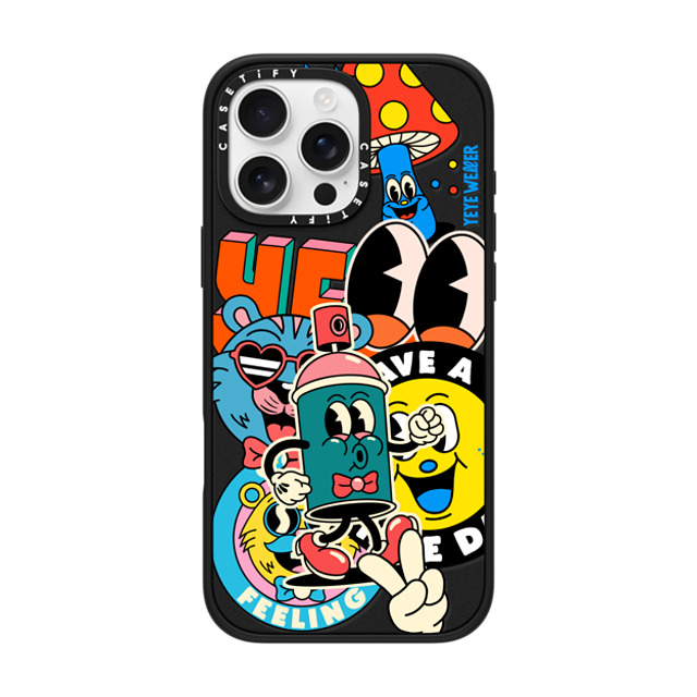 Yeye Weller x CASETiFY iPhone 16 Pro Max ケース マットブラック インパクトケース MagSafe対応 Super Sticker