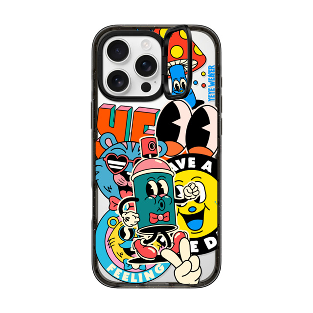 Yeye Weller x CASETiFY iPhone 16 Pro Max ケース ブラック インパクトリングスタンドケース MagSafe対応 Super Sticker