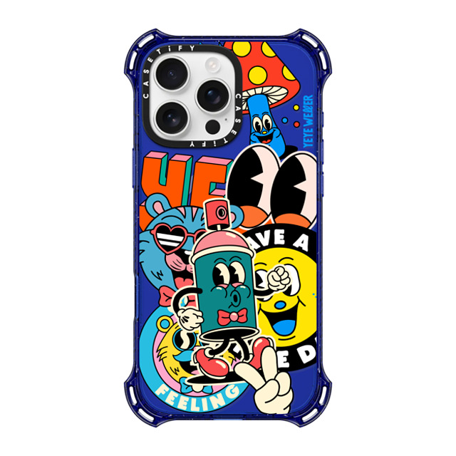 Yeye Weller x CASETiFY iPhone 16 Pro Max ケース コバルトブルー バウンスケース Super Sticker