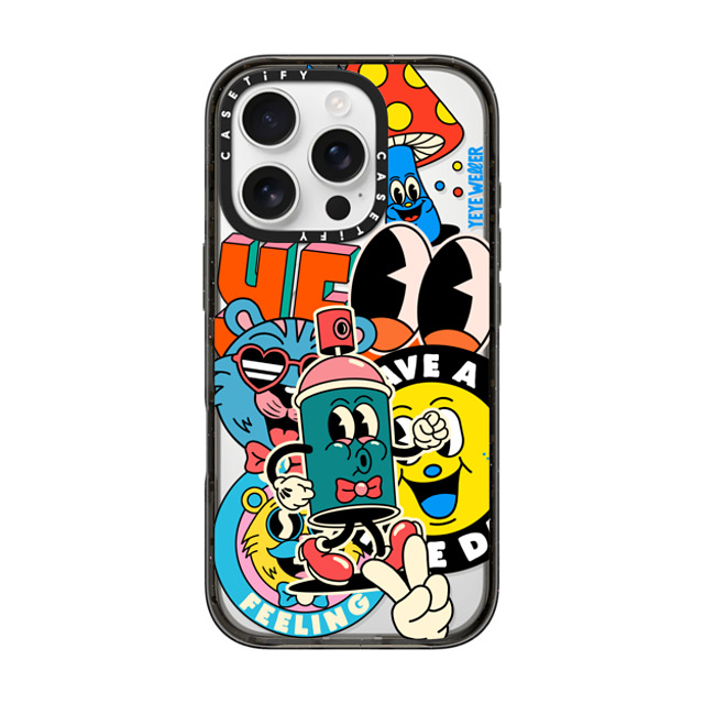 Yeye Weller x CASETiFY iPhone 16 Pro ケース ブラック インパクトケース MagSafe対応 Super Sticker