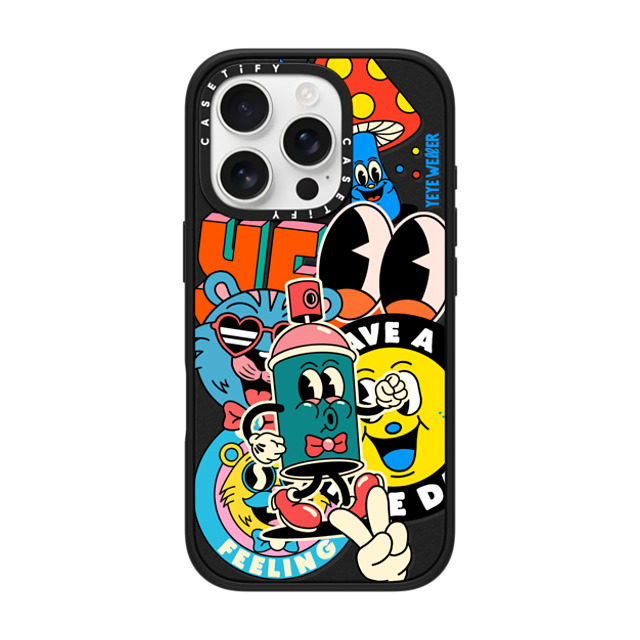 Yeye Weller x CASETiFY iPhone 16 Pro ケース マットブラック インパクトケース MagSafe対応 Super Sticker