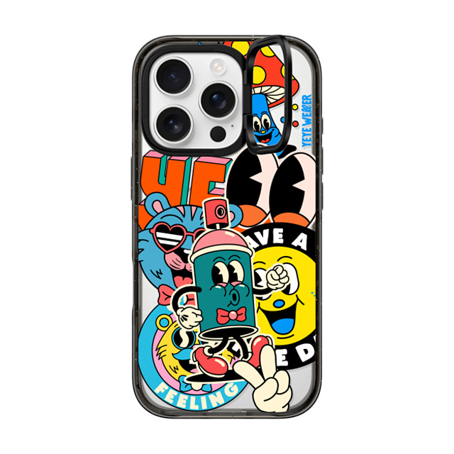 Yeye Weller x CASETiFY iPhone 16 Pro ケース ブラック インパクトリングスタンドケース MagSafe対応 Super Sticker