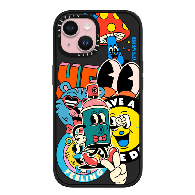 Yeye Weller x CASETiFY iPhone 15 ケース マットブラック インパクトケース MagSafe対応 Super Sticker