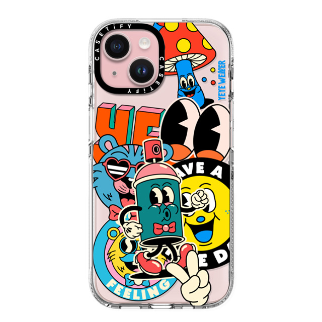 Yeye Weller x CASETiFY iPhone 15 ケース クリア クリア ケース MagSafe対応 Super Sticker