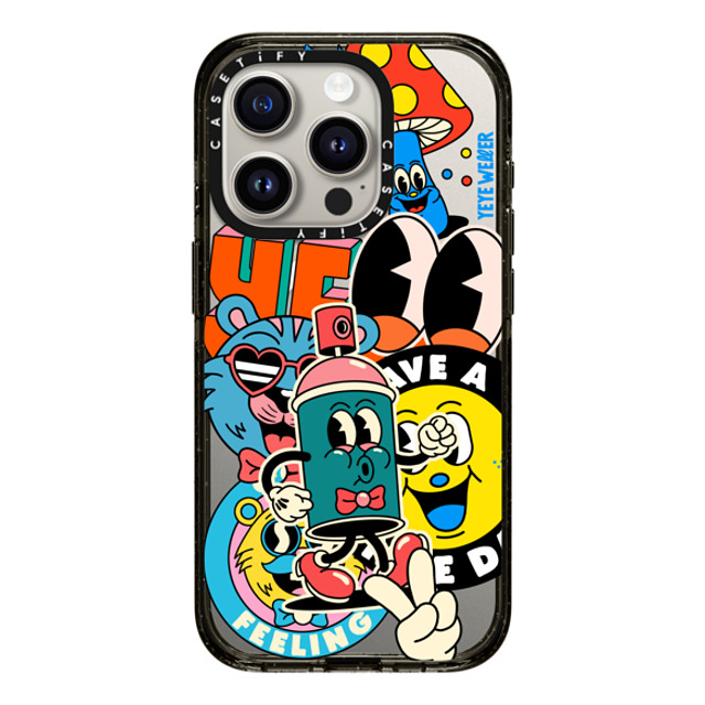 Yeye Weller x CASETiFY iPhone 15 Pro ケース ブラック インパクトケース MagSafe対応 Super Sticker