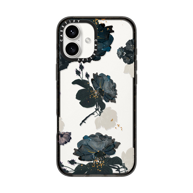 CASETiFY iPhone 16 Plus Case Black Impact Case White and Black Floral ramonadesigns CASETiFY iPhone 16 Plus Case Black Impact Case White and Black Floral ramonadesigns
