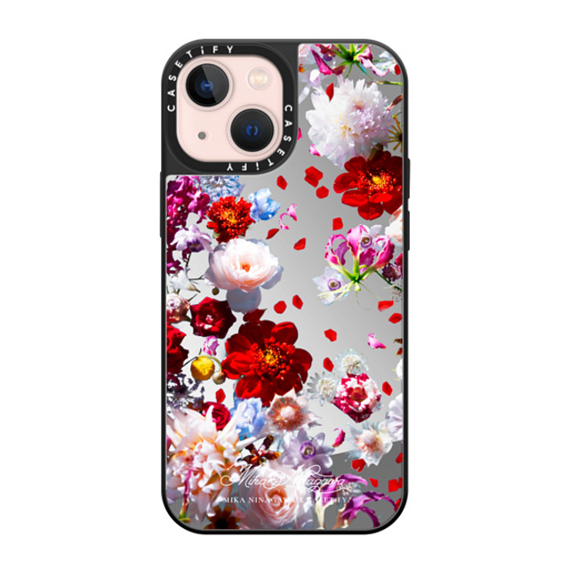 mikaninagawa x CASETiFY iPhone 13 Mini ケース Floral Silver on Black ミラーケース MagSafe対応 Pearl White Phone Case Back to School mikaninagawa x CASETiFY iPhone 13 Mini ケース Floral Silver on Black ミラーケース MagSafe対応 Pearl White Phone Case Back to School