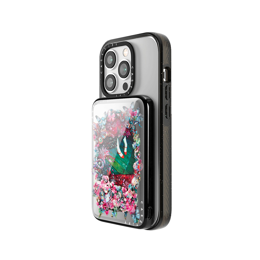 mikaninagawa x CASETiFY モバイルバッテリー Floral シルバー ミラースリムモバイルバッテリー Crystal Frame PowerThru Power Bank Back to School mikaninagawa x CASETiFY モバイルバッテリー Floral シルバー ミラースリムモバイルバッテリー Crystal Frame PowerThru Power Bank Back to School