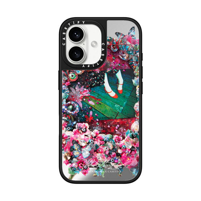 mikaninagawa x CASETiFY iPhone 16 Case Floral Silver on Black ミラーケース MagSafe対応 Crystal Frame Phone Case Back to School mikaninagawa x CASETiFY iPhone 16 Case Floral Silver on Black ミラーケース MagSafe対応 Crystal Frame Phone Case Back to School