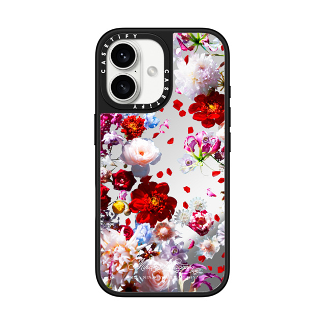 mikaninagawa x CASETiFY iPhone 16 Case Floral Silver on Black ミラーケース MagSafe対応 Pearl White Phone Case Back to School mikaninagawa x CASETiFY iPhone 16 Case Floral Silver on Black ミラーケース MagSafe対応 Pearl White Phone Case Back to School