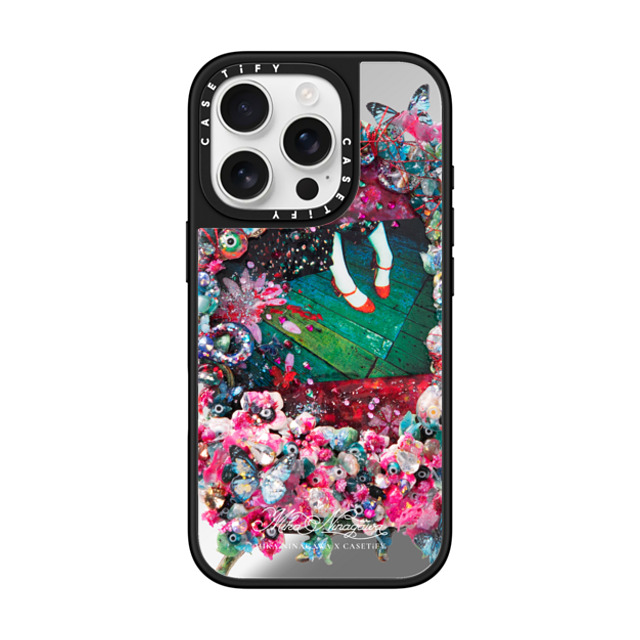 mikaninagawa x CASETiFY iPhone 16 Pro ケース Floral Silver on Black ミラーケース MagSafe対応 Crystal Frame Phone Case Back to School mikaninagawa x CASETiFY iPhone 16 Pro ケース Floral Silver on Black ミラーケース MagSafe対応 Crystal Frame Phone Case Back to School