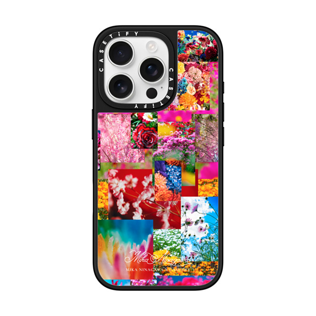 mikaninagawa x CASETiFY iPhone 16 Pro ケース Floral Silver on Black ミラーケース MagSafe対応 Flower Collage Phone Case Back to School mikaninagawa x CASETiFY iPhone 16 Pro ケース Floral Silver on Black ミラーケース MagSafe対応 Flower Collage Phone Case Back to School