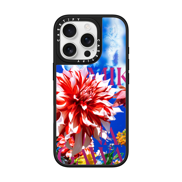 mikaninagawa x CASETiFY iPhone 16 Pro ケース Floral Silver on Black ミラーケース MagSafe対応 Dahlia Blue Phone Case Back to School mikaninagawa x CASETiFY iPhone 16 Pro ケース Floral Silver on Black ミラーケース MagSafe対応 Dahlia Blue Phone Case Back to School