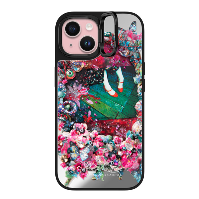 mikaninagawa x CASETiFY iPhone 15 ケース Floral Silver on Black ミラー リングスタンドケース MagSafe対応 Crystal Frame Phone Case Back to School mikaninagawa x CASETiFY iPhone 15 ケース Floral Silver on Black ミラー リングスタンドケース MagSafe対応 Crystal Frame Phone Case Back to School