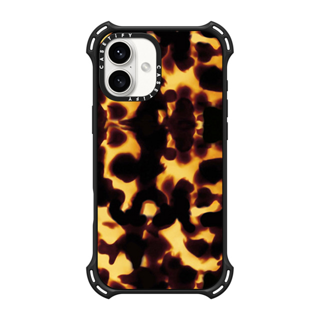 CASETiFY iPhone 16 Plus ケース マットブラック バウンスケース Geometric Tortoiseshell