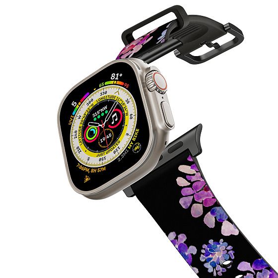 purple flowers on black apple watch – CASETiFY