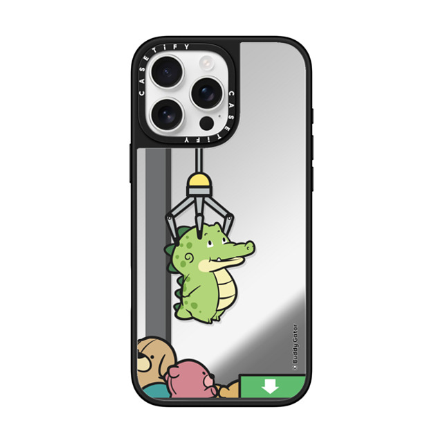 Buddy Gator x CASETiFY iPhone 16 Pro Max ケース Silver on Black ミラーケース MagSafe対応 Never Give Up by Buddy Gator