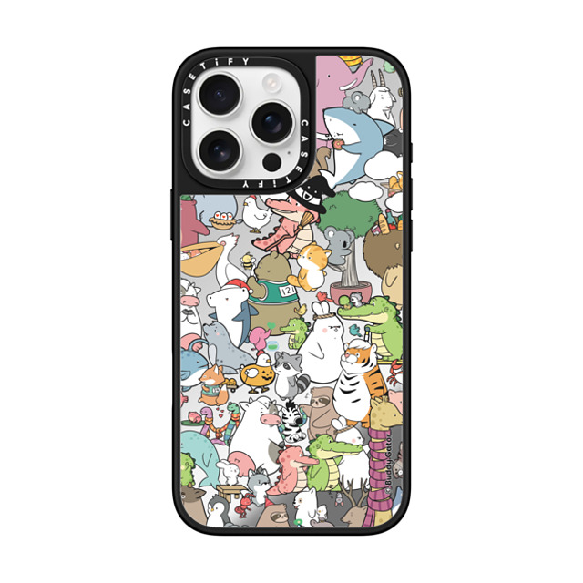 Buddy Gator x CASETiFY iPhone 16 Pro Max ケース Silver on Black ミラーケース MagSafe対応 The Buddies by Buddy Gator