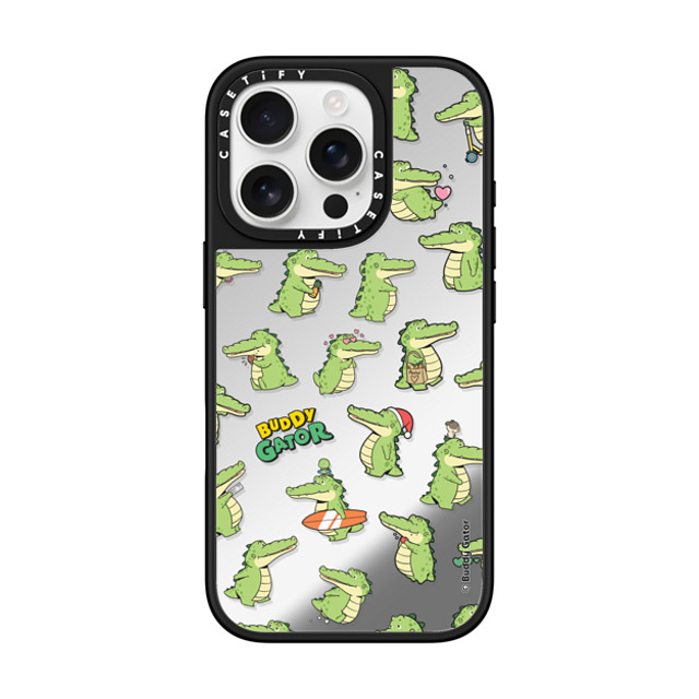 Buddy Gator x CASETiFY iPhone 16 Pro Case Silver on Black ミラーケース MagSafe対応 Gator is Around by Buddy Gator Back to School Buddy Gator x CASETiFY iPhone 16 Pro Case Silver on Black ミラーケース MagSafe対応 Gator is Around by Buddy Gator Back to School