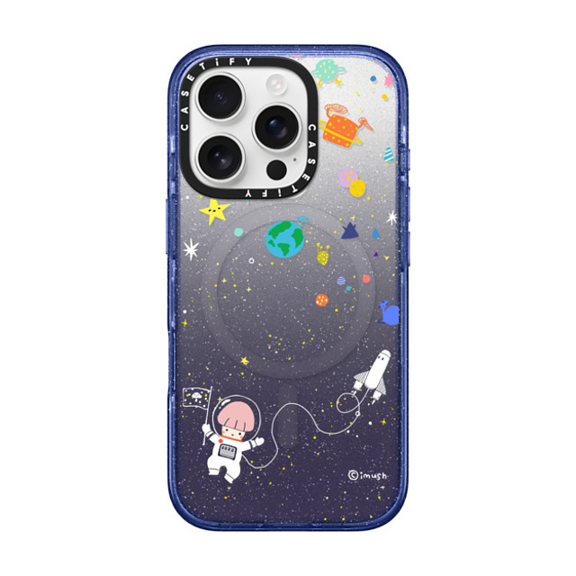 CASETiFY iPhone 16 Pro Case Glitter Indigo Impact Case MagSafe Compatible Space,Star imush in dream mushroom space by imushstore CASETiFY iPhone 16 Pro Case Glitter Indigo Impact Case MagSafe Compatible Space,Star imush in dream mushroom space by imushstore
