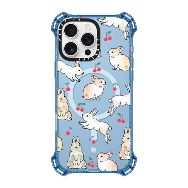 CASETiFY iPhone 16 Pro Max Case ベイビーブルー バウンスケース Doodle Freedom Adorable Bunny W Cherry by imushstore imushstore CASETiFY iPhone 16 Pro Max Case ベイビーブルー バウンスケース Doodle Freedom Adorable Bunny W Cherry by imushstore imushstore