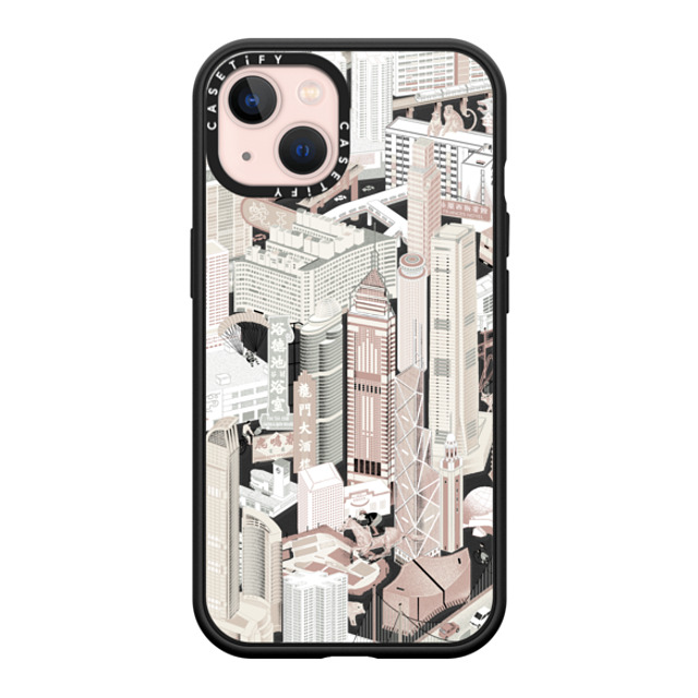 Don Mak x CASETiFY iPhone 13 ケース マットブラック インパクトケース MagSafe対応 HK Buildings