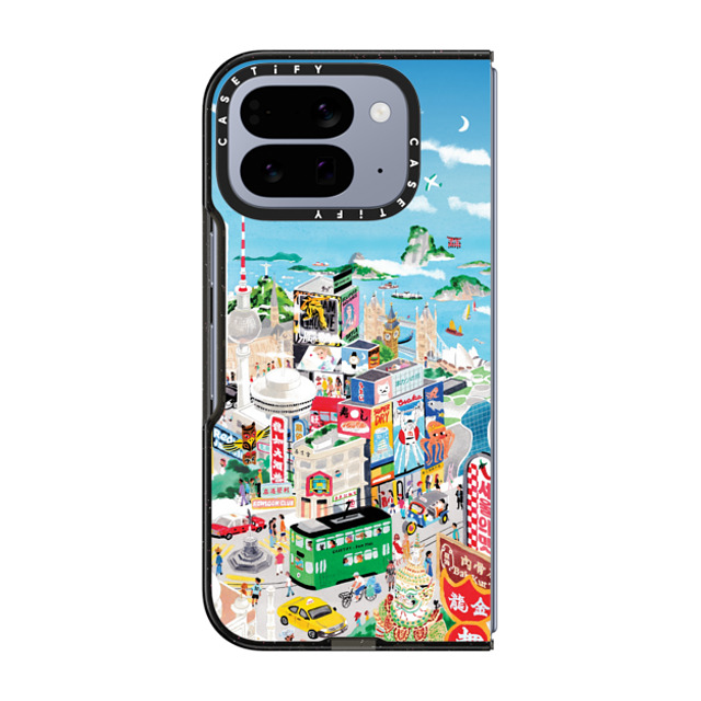 Don Mak x CASETiFY Pixel 10 Pro Fold ケース ブラック Impact Magnetic Case Around the World