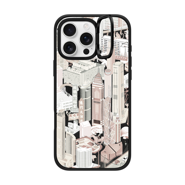 Don Mak x CASETiFY iPhone 16 Pro Max ケース マットブラック インパクトリングスタンドケース MagSafe対応 HK Buildings