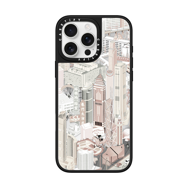 Don Mak x CASETiFY iPhone 16 Pro Max ケース Silver on Black ミラーケース MagSafe対応 HK Buildings