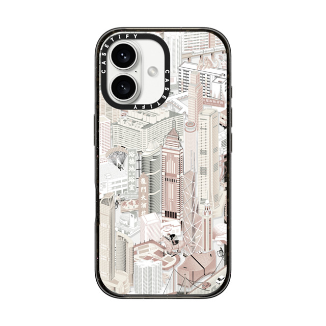 Don Mak x CASETiFY iPhone 16 ケース ブラック インパクトケース MagSafe対応 HK Buildings