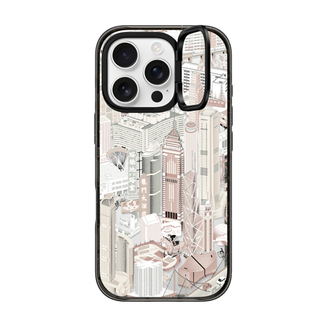 Don Mak x CASETiFY iPhone 16 Pro ケース ブラック インパクトリングスタンドケース MagSafe対応 HK Buildings