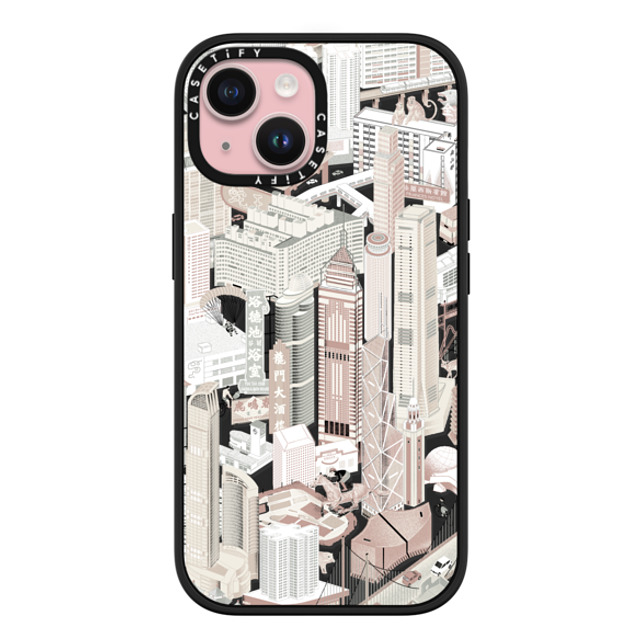 Don Mak x CASETiFY iPhone 15 ケース マットブラック インパクトケース MagSafe対応 HK Buildings