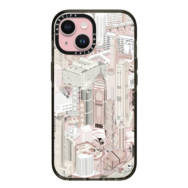 Don Mak x CASETiFY iPhone 15 ケース ブラック インパクトケース HK Buildings