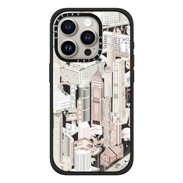 Don Mak x CASETiFY iPhone 15 Pro ケース マットブラック インパクトケース MagSafe対応 HK Buildings