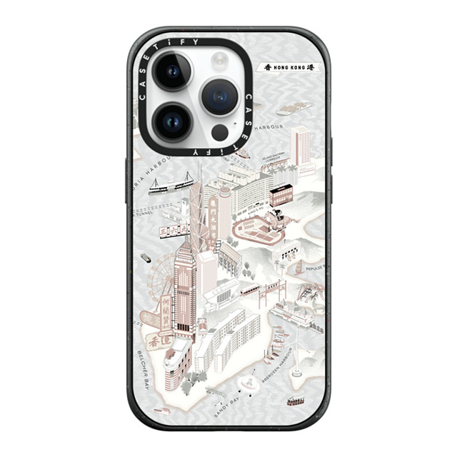 Don Mak x CASETiFY iPhone 14 Pro ケース マットブラック インパクトケース MagSafe対応 Map of Hong Kong