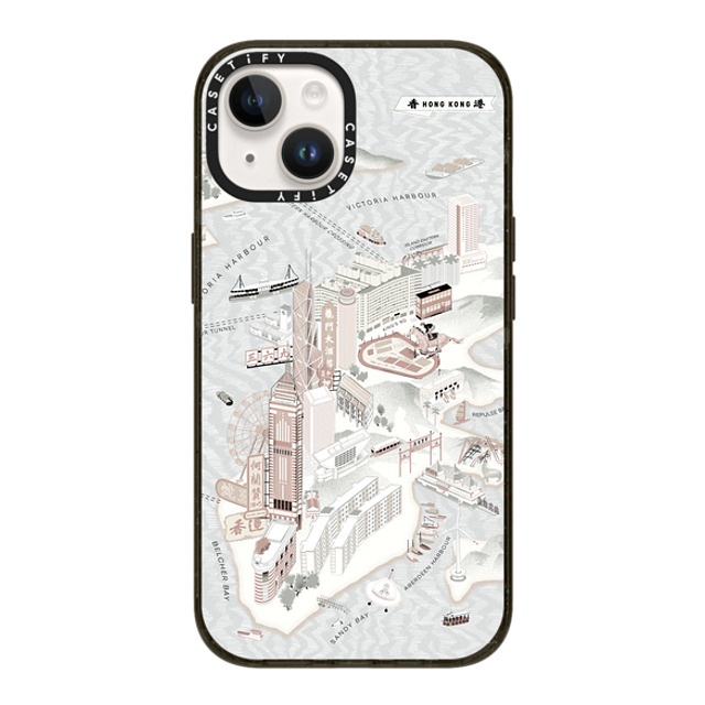 Don Mak x CASETiFY iPhone 14 ケース ブラック インパクトケース MagSafe対応 Map of Hong Kong