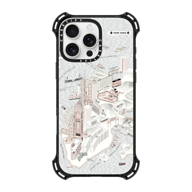 Don Mak x CASETiFY iPhone 16 Pro Max ケース ブラック バウンスケース Map of Hong Kong