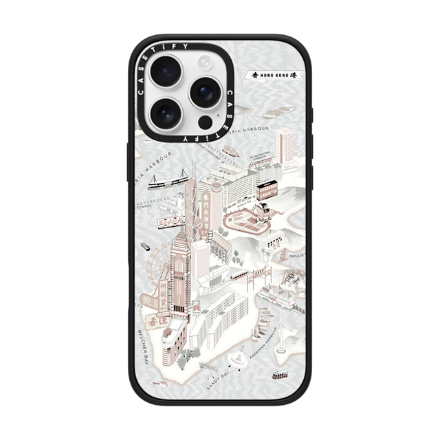 Don Mak x CASETiFY iPhone 16 Pro Max ケース マットブラック インパクトケース MagSafe対応 Map of Hong Kong