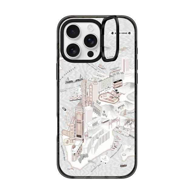 Don Mak x CASETiFY iPhone 16 Pro Max ケース ブラック インパクトリングスタンドケース MagSafe対応 Map of Hong Kong