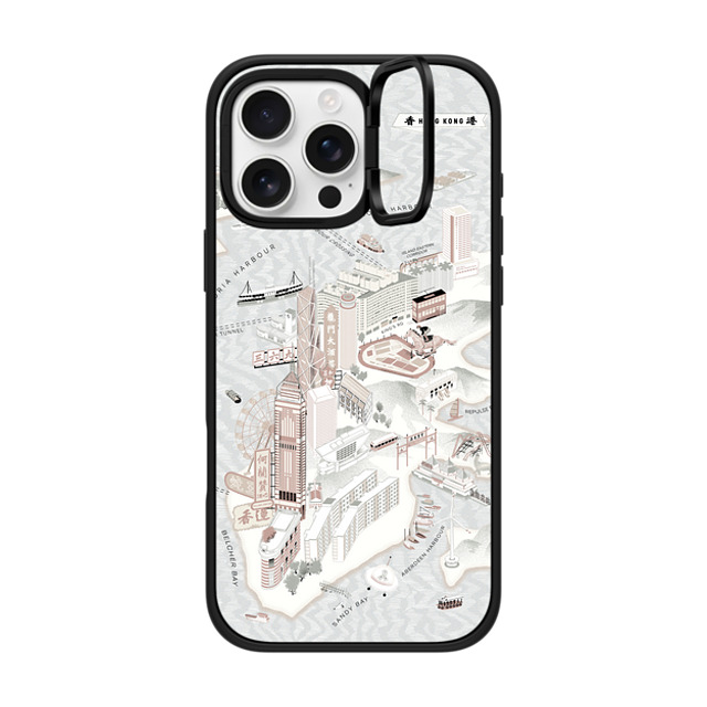 Don Mak x CASETiFY iPhone 16 Pro Max ケース マットブラック インパクトリングスタンドケース MagSafe対応 Map of Hong Kong