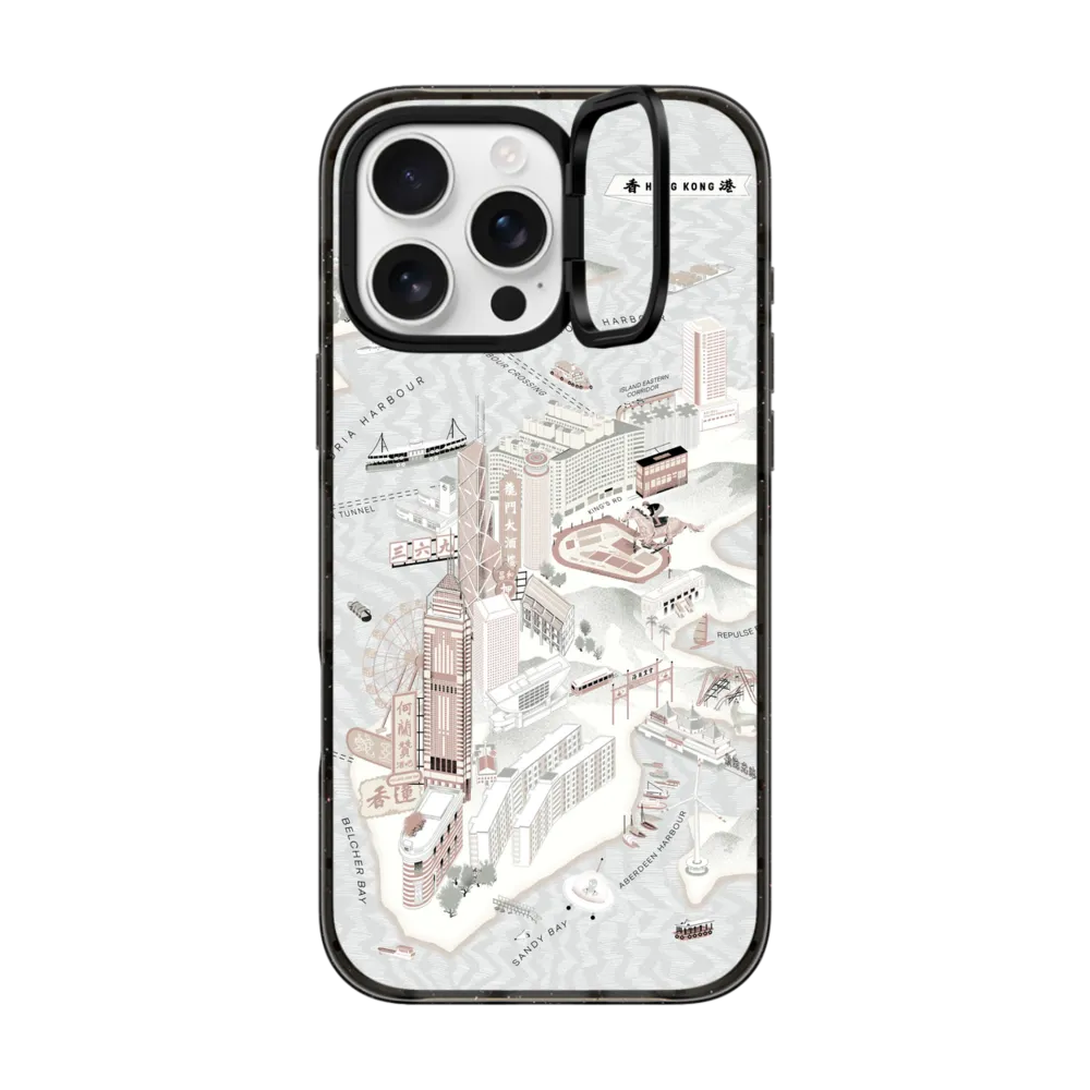 Impact Ring Stand iPhone 16 Pro Max Case MagSafe Compatible - Map of Hong Kong