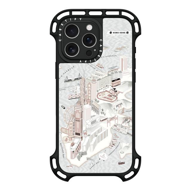 Don Mak x CASETiFY iPhone 16 Pro Max ケース ブラック ウルトラ バウンスケース MagSafe対応 Map of Hong Kong